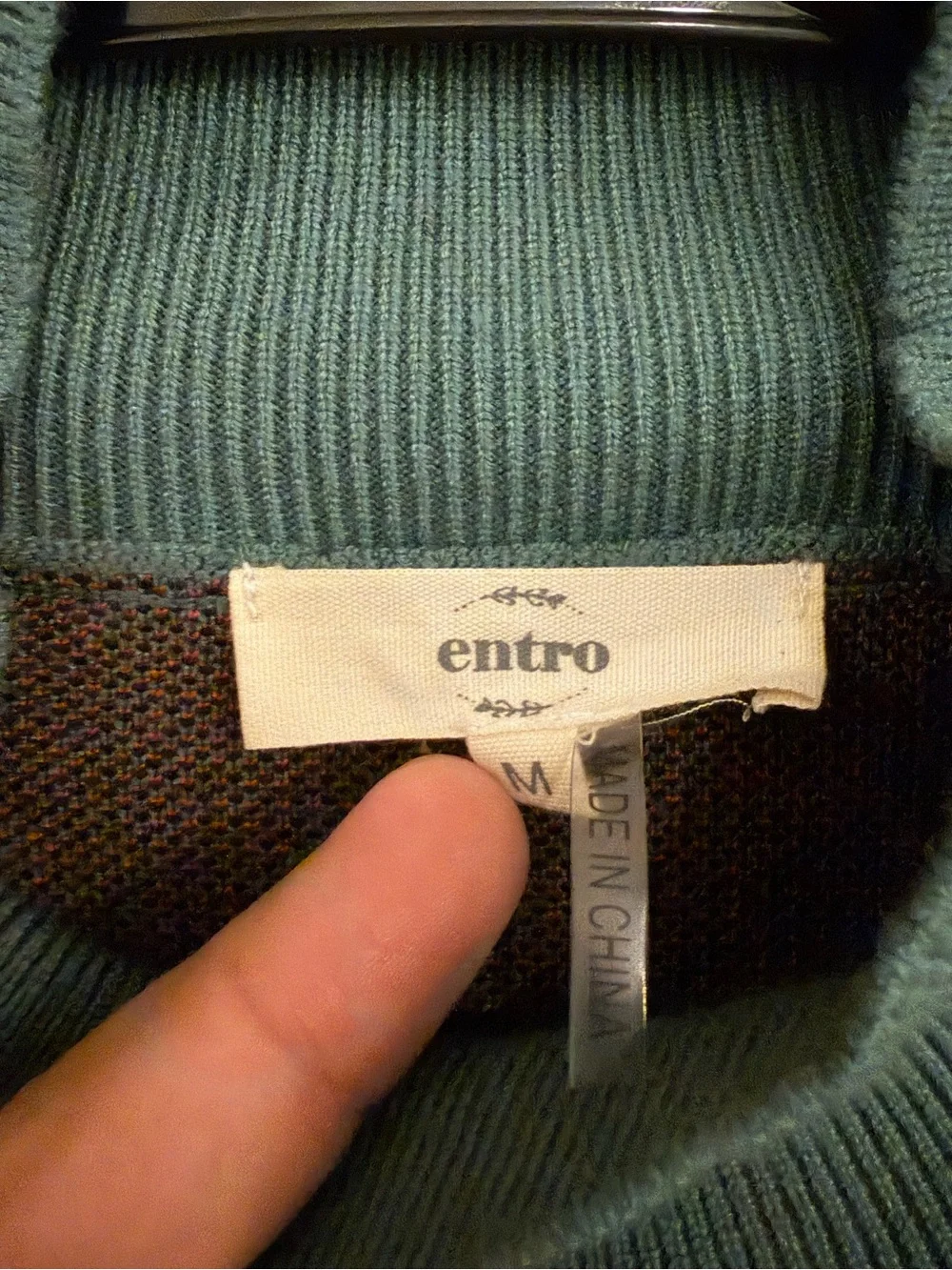Entro Cowboy Hat Animal Print Sweater Green Medium